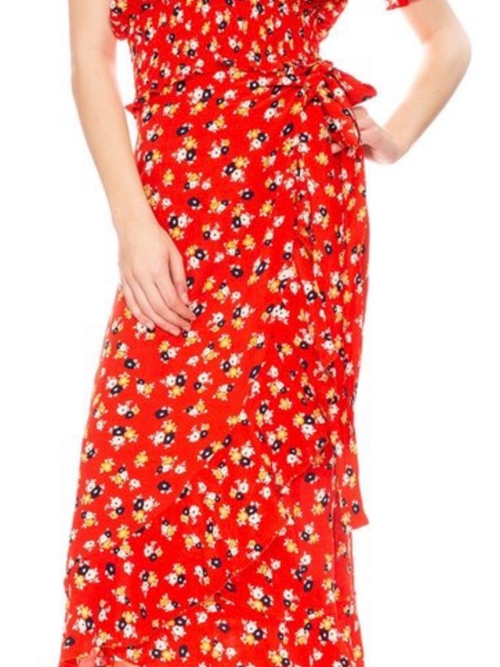 Faithfull the Brand Red Jasmine Floral Wrap Skirt Set NWT - Picture 3 of 4